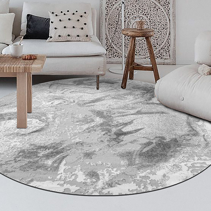 Stylish Grey Modern Area Rug Polyester Rug Easy Care Washable Carpet for Home Decor