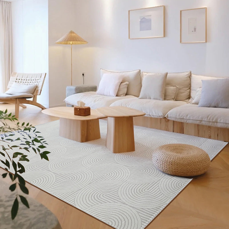 Grey Modern Area Carpet Stripe Print Polyester Area Rug Non-Slip Backing Rug for Living Room