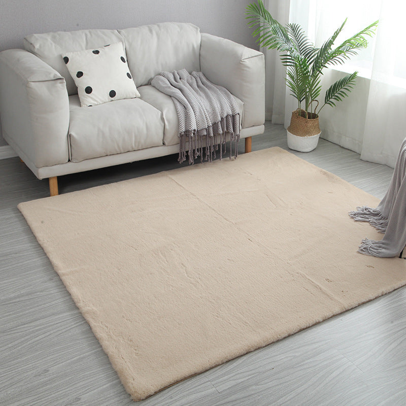 Beige Modern Carpet Polyester Pure Color Carpet Washable Carpet for Living Room