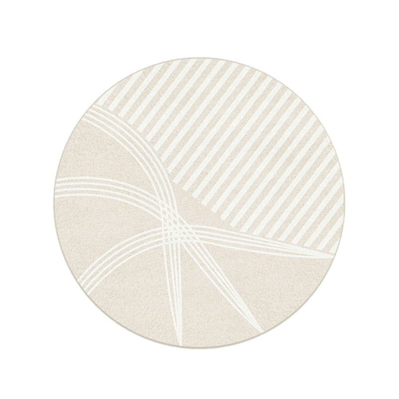 Beige Modern Area Rug Stripe Pattern Polyester Area Carpet Non-Slip Backing Rug for Living Room