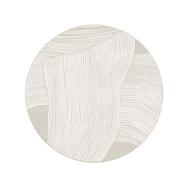 Grey Living Room Area Carpet Stripe Print Polyester Area Rug Anti-Slip Easy Care Rug