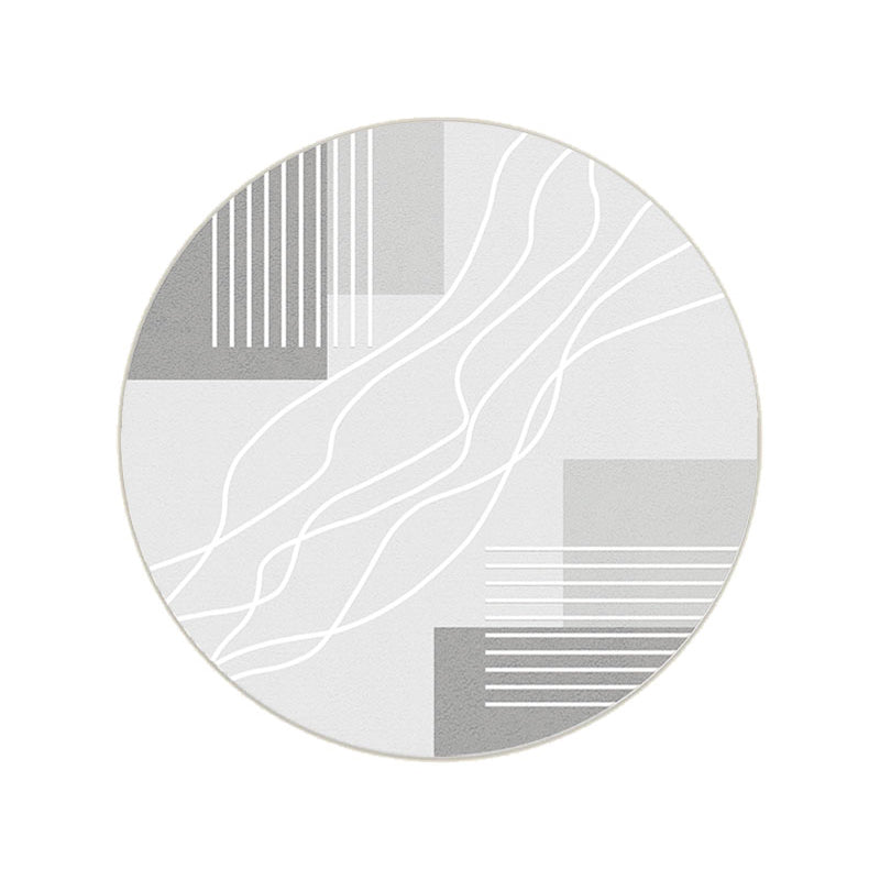 Grey Living Room Area Carpet Stripe Print Polyester Area Rug Anti-Slip Easy Care Rug