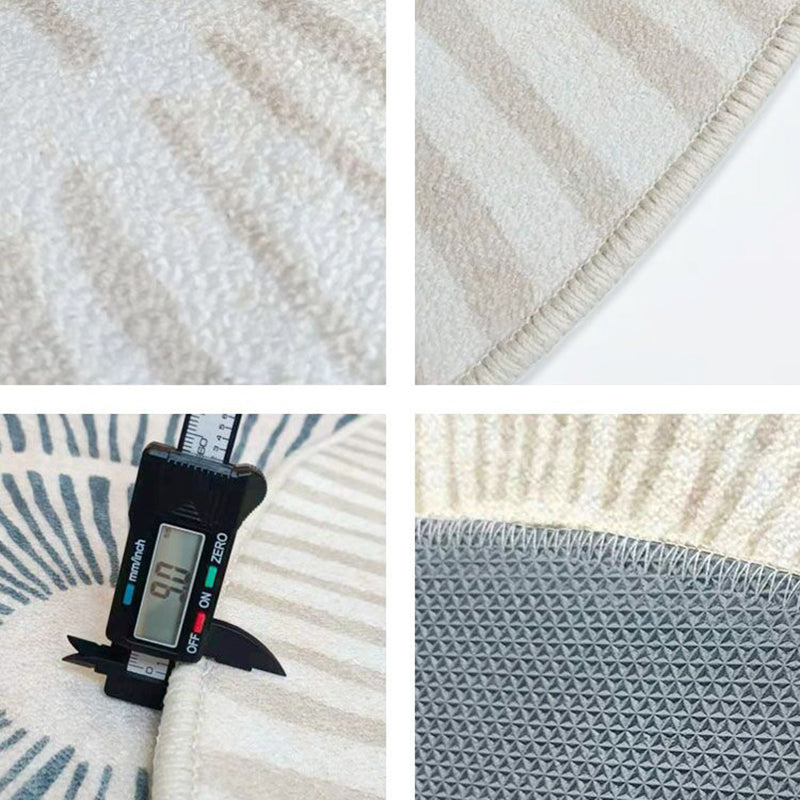 Grey Living Room Area Carpet Stripe Print Polyester Area Rug Anti-Slip Easy Care Rug