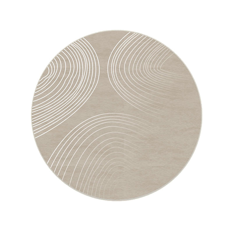 Grey Living Room Area Carpet Stripe Print Polyester Area Rug Anti-Slip Easy Care Rug