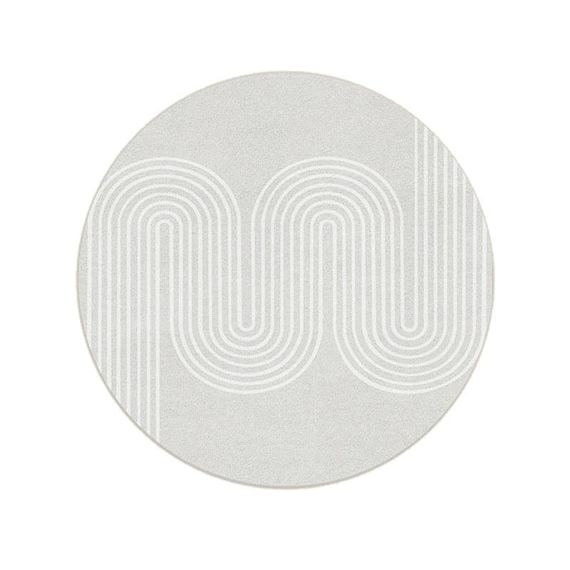 Beige Modern Area Carpet Stripe Pattern Polyester Area Rug Anti-Slip Washable Rug for Home Decor