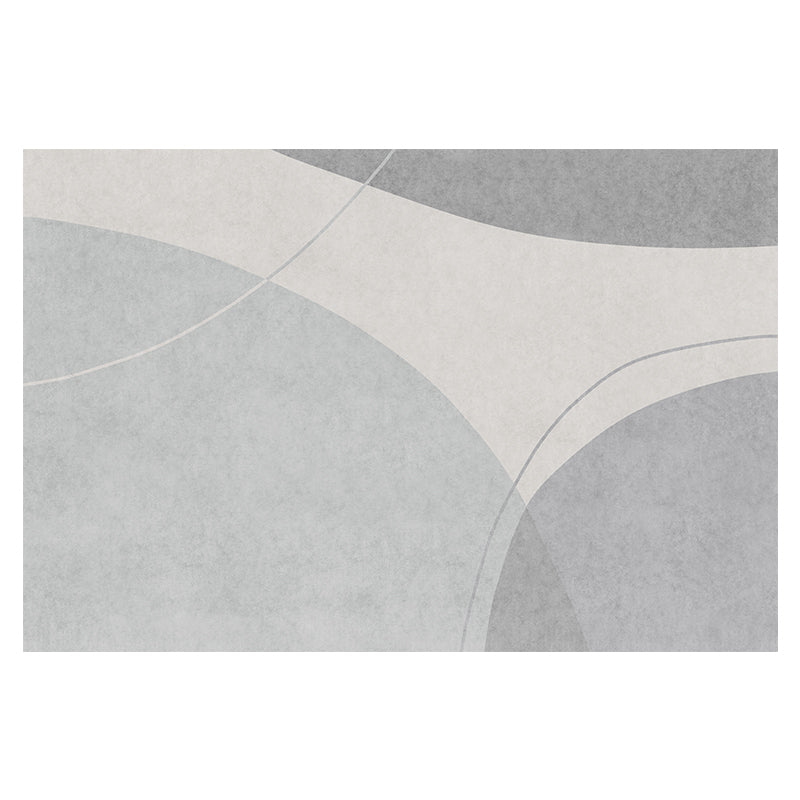 Grey Modern Area Rug Color Block Polyester Area Carpet Stain Resistant Rug for Home Decor