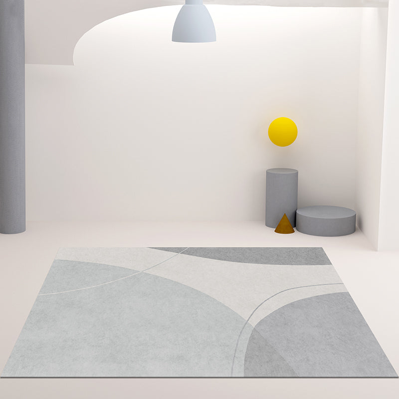 Tapis moderne gris bloc de couleur en Polyester, résistant aux taches, pour la décoration de la maison
