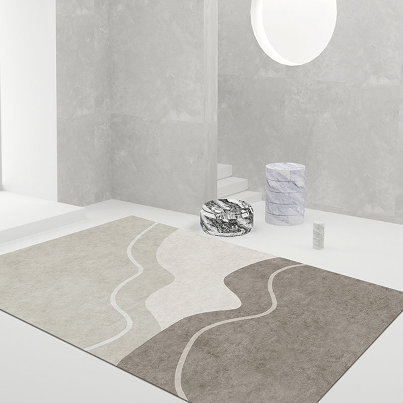 Tapis moderne gris bloc de couleur en Polyester, résistant aux taches, pour la décoration de la maison