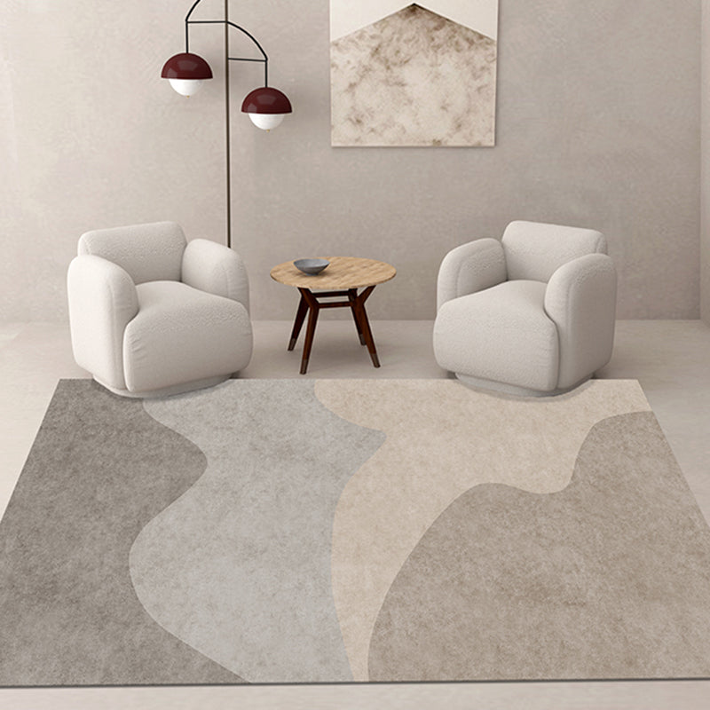 Tapis moderne gris bloc de couleur en Polyester, résistant aux taches, pour la décoration de la maison