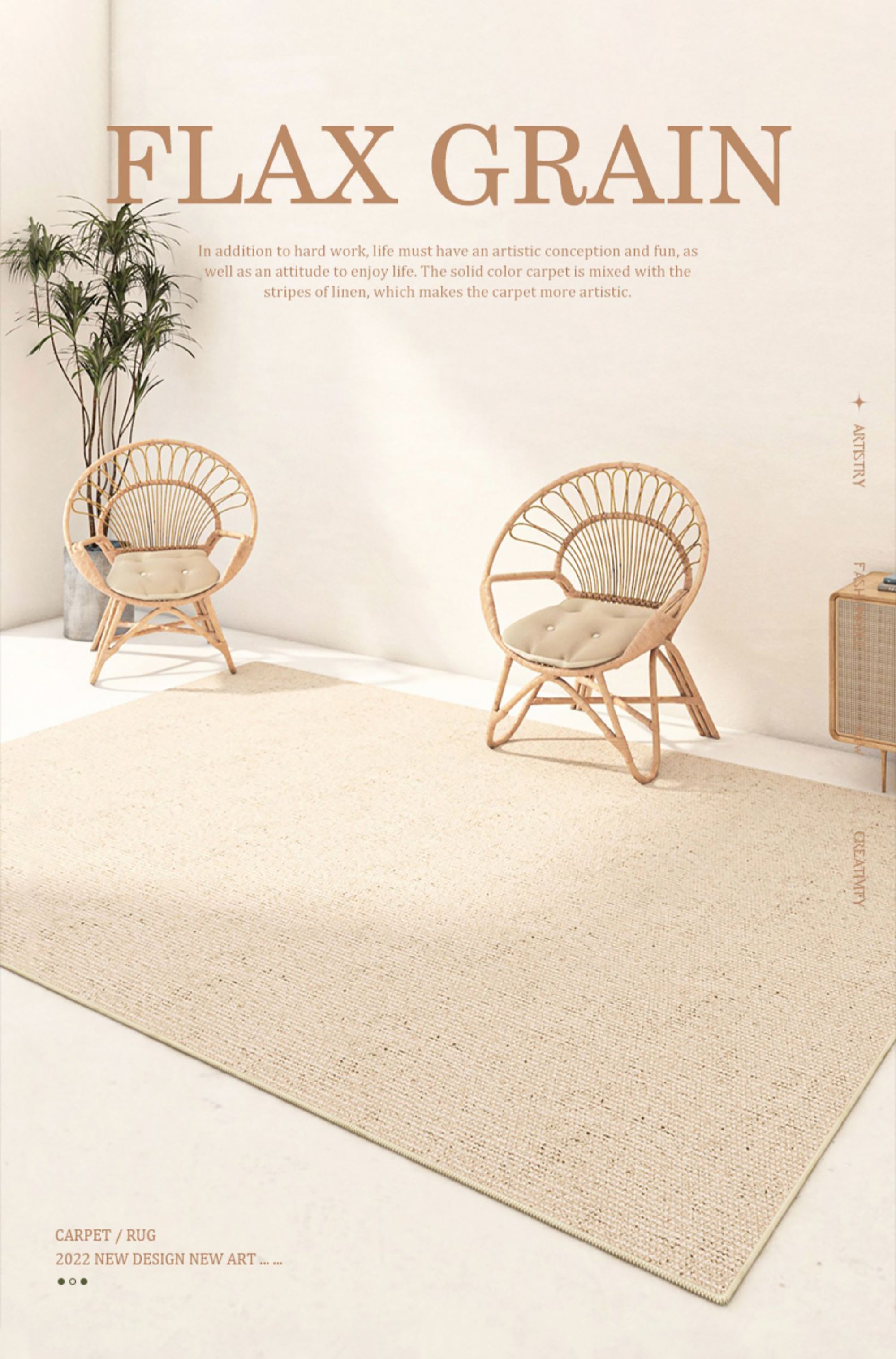 Tapis moderne Beige, couleur Pure, en Polyester, avec envers antidérapant, pour la décoration de la maison
