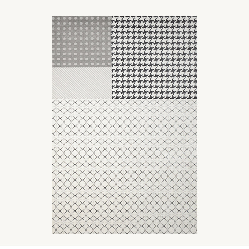 Grey Modern Area Rug Color Block Polyester Area Carpet Stain Resistant Rug for Living Room
