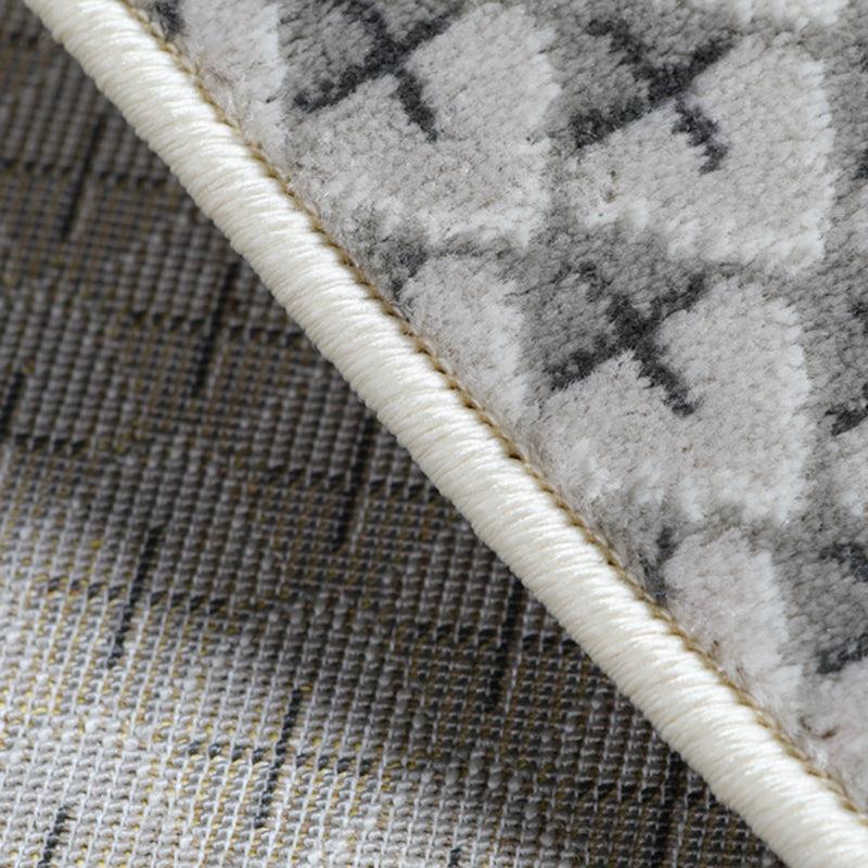 Grey Modern Area Rug Color Block Polyester Area Carpet Stain Resistant Rug for Living Room