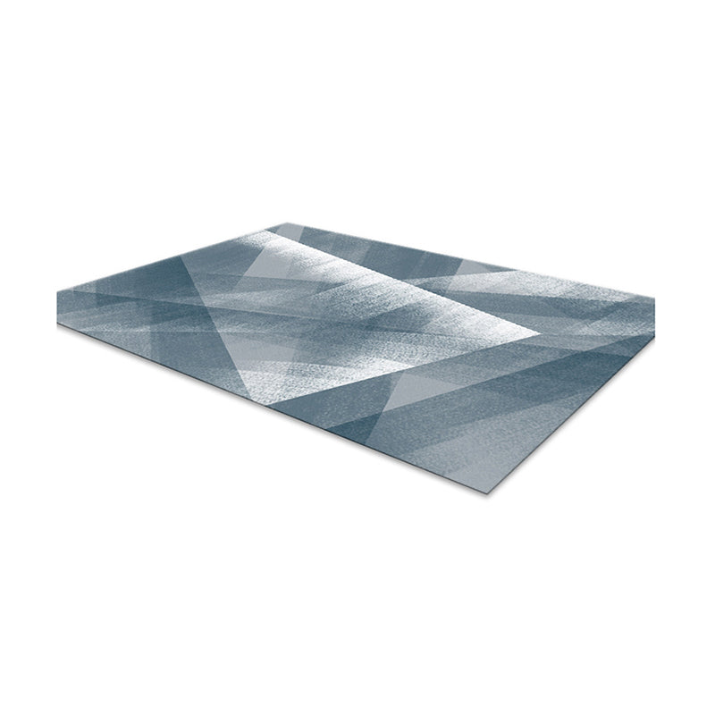 Blue Living Room Area Rug Moedern Geometric Pattern Area Carpet Anti-Slip Easy Care Rug