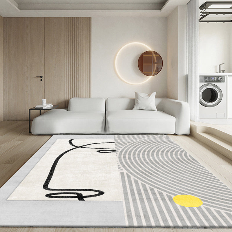 Modern Color Block Rug Polyester Area Carpet Stain Resistant Indoor Rug for Home Decoration
