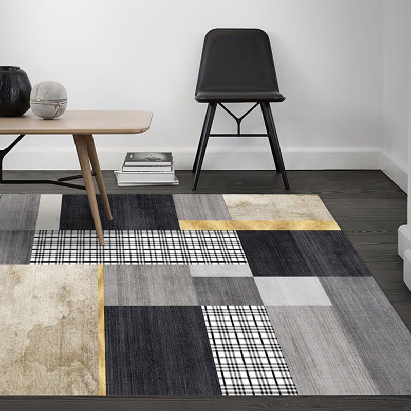 Modern Houndstooth Print Rug Polyester Area Carpet Stain Resistant Indoor Rug for Home Decoration
