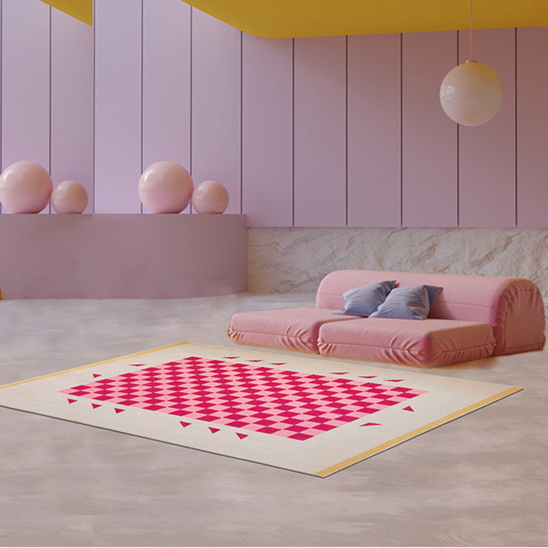 Modern Checkered Print Rug Polyester Area Carpet Stain Resistant Indoor Rug for Home Decoration