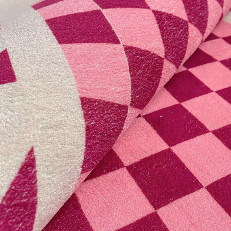 Modern Checkered Print Rug Polyester Area Carpet Stain Resistant Indoor Rug for Home Decoration