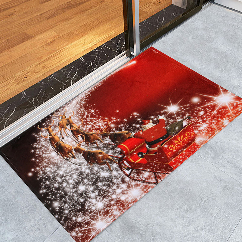 Red Simple Carpet Polyester Star Area Carpet Washable Carpet for Home Decor