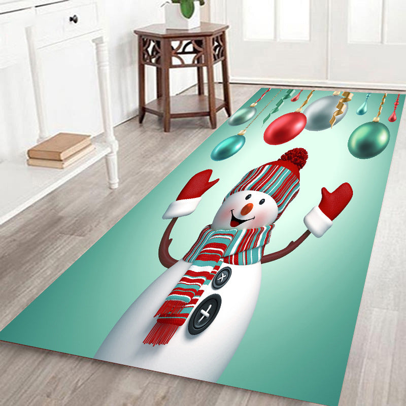 White Modern Carpet Polyester Santa Claus Carpet Non-Slip Backing Area Carpet for Living Room