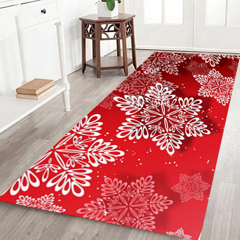 White Modern Carpet Polyester Santa Claus Carpet Non-Slip Backing Area Carpet for Living Room