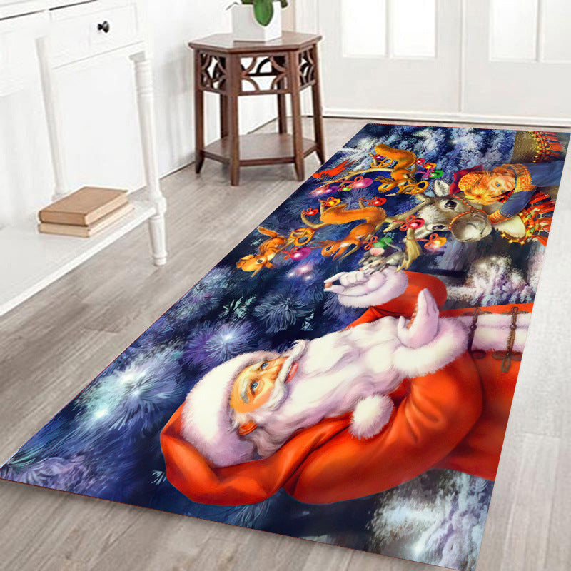 White Modern Carpet Polyester Santa Claus Carpet Non-Slip Backing Area Carpet for Living Room