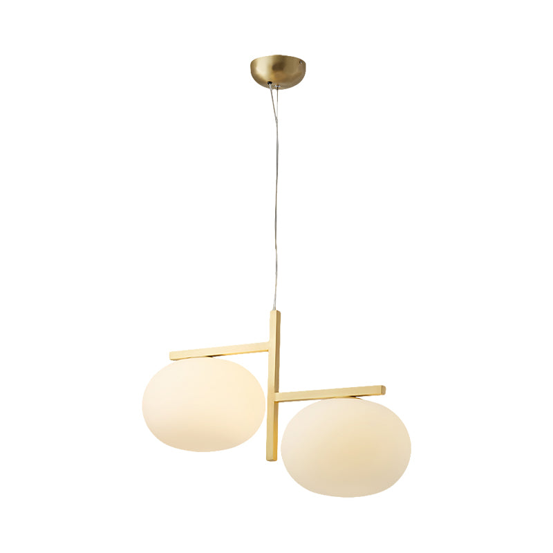 Lustre ovale en verre blanc éclairage moderniste 2 ampoules suspendues de suspension pour restaurant