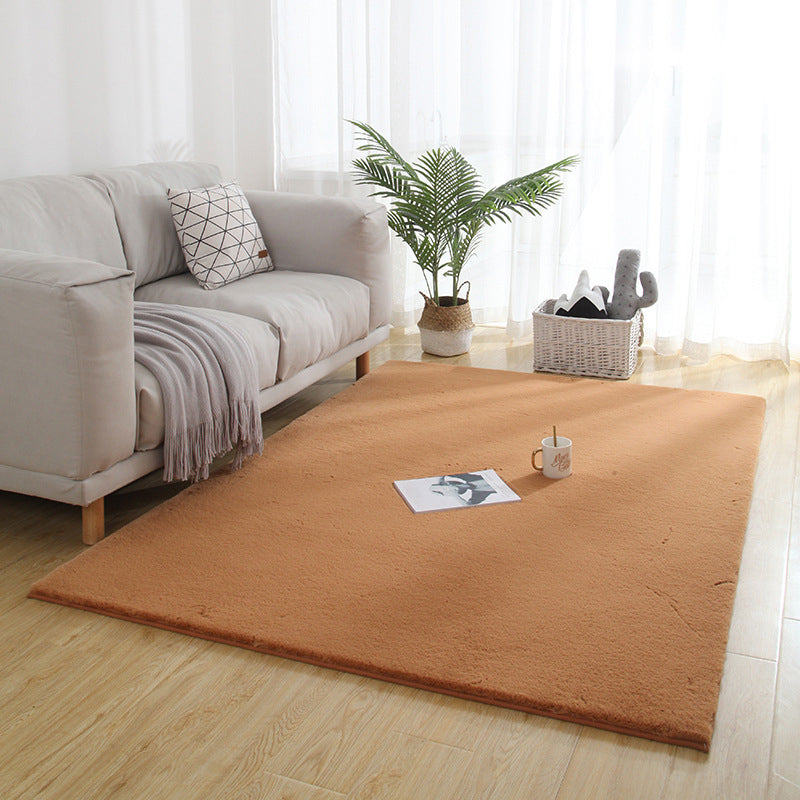 Simple Indoor Rug Solid Color Polyester Area Carpet Stain Resistant Area Rug for Home Decor