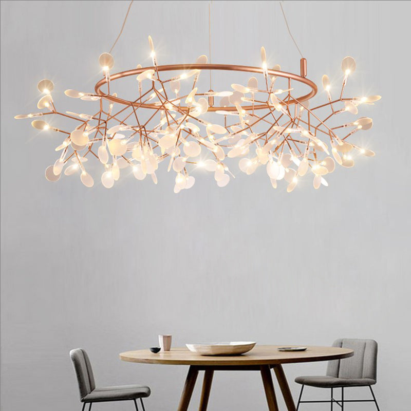 Modernist Style Circular Chandelier Metal Multi Light Ceiling Chandelier in Rose Gold