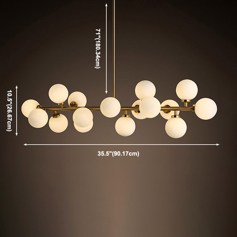 Globe Island Chandelier Lights Modern White Glass Pendant Lighting for Restaurant