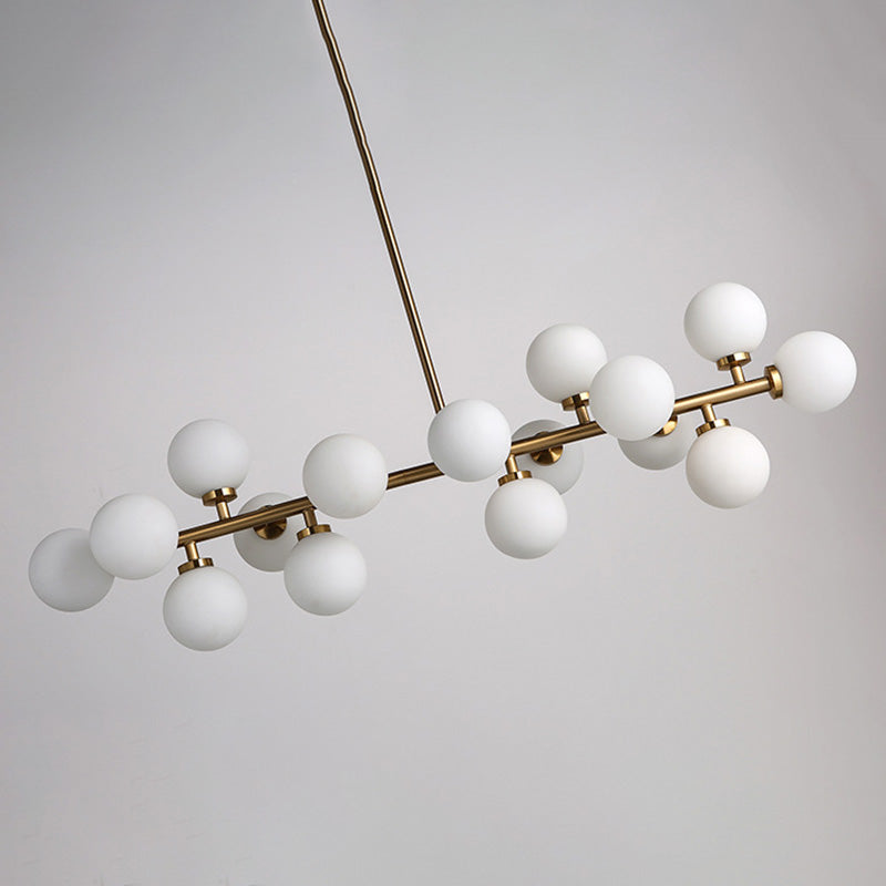 Globe Island Chandelier Lights Modern White Glass Pendant Lighting for Restaurant