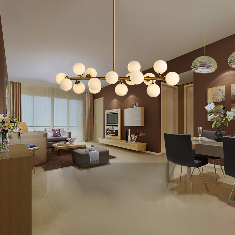 Globe Island Chandelier Lights Modern White Glass Pendant Lighting for Restaurant