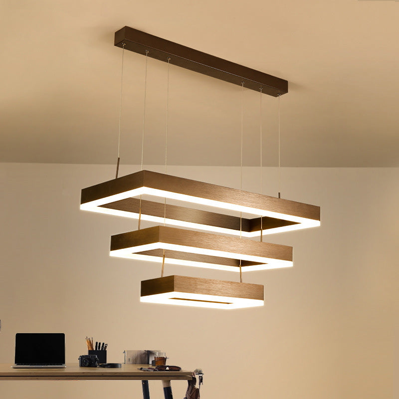 Brown Aluminum Chandelier Lighting Fixture Modern Clusters Pendant for Living Room