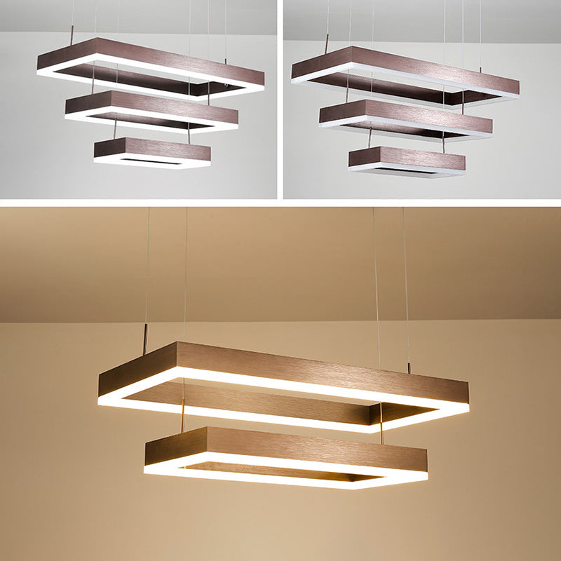Brown Aluminum Chandelier Lighting Fixture Modern Clusters Pendant for Living Room