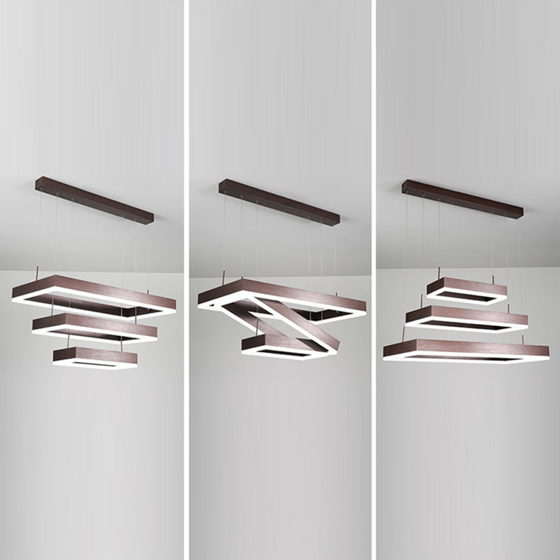 Brown Aluminum Chandelier Lighting Fixture Modern Clusters Pendant for Living Room