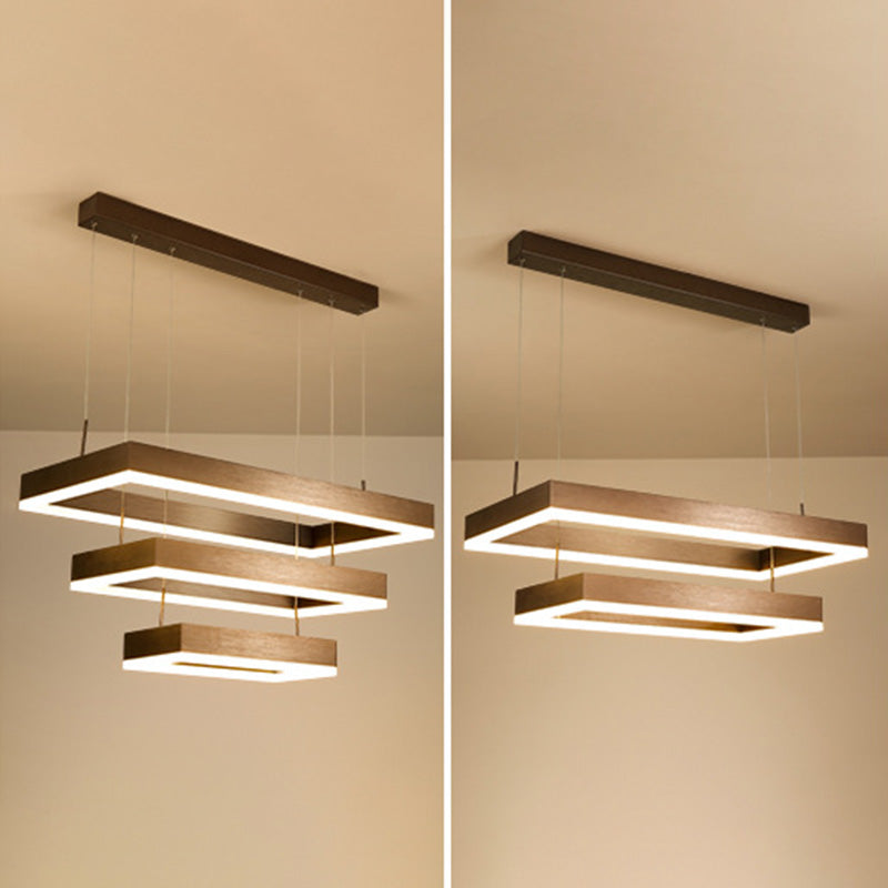 Brown Aluminum Chandelier Lighting Fixture Modern Clusters Pendant for Living Room