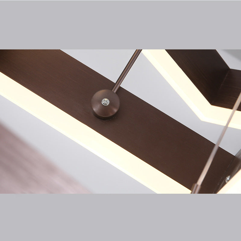 Brown Aluminum Chandelier Lighting Fixture Modern Clusters Pendant for Living Room