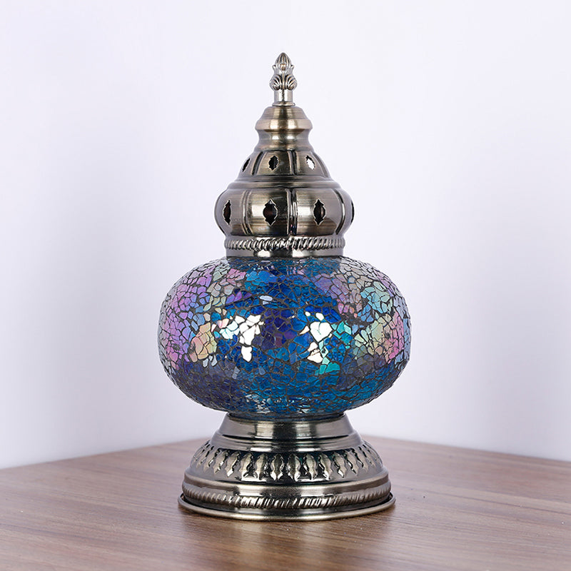 1 Kopf gefärbte Glas Tischlampe Mittelmeer Blau/Rot und Blau -Turm Form Schlafzimmer Nachttisch Lampe
