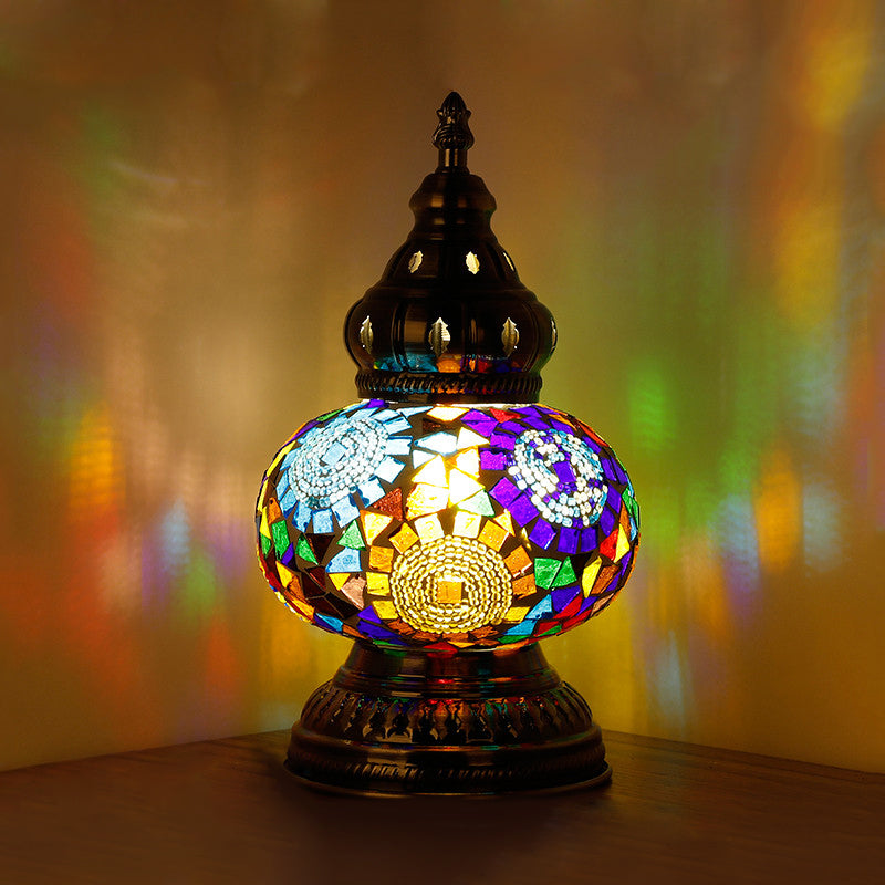1 Kopf gefärbte Glas Tischlampe Mittelmeer Blau/Rot und Blau -Turm Form Schlafzimmer Nachttisch Lampe