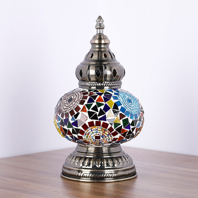 1 Kopf gefärbte Glas Tischlampe Mittelmeer Blau/Rot und Blau -Turm Form Schlafzimmer Nachttisch Lampe