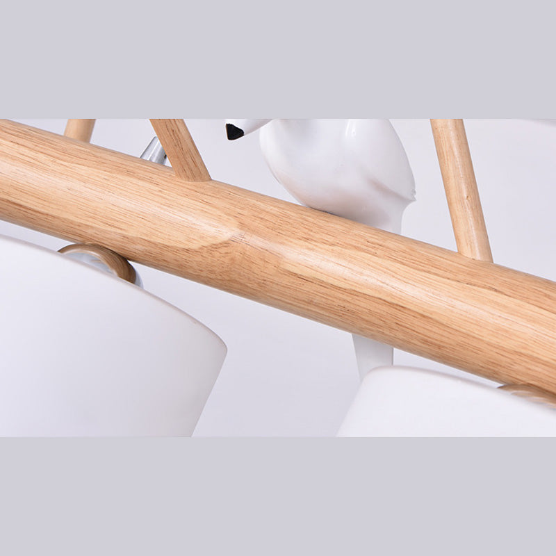 Luci del lampadario dell'isola cilindro moderni apparecchi di illuminazione lampadario in vetro con decorazione di uccelli