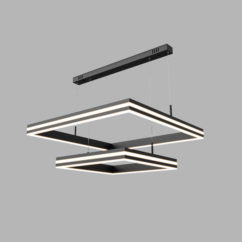 Contemporary Rectangular Chandelier Light Fixtures Restaurant Hanging Chandelier with Acrylic Shade