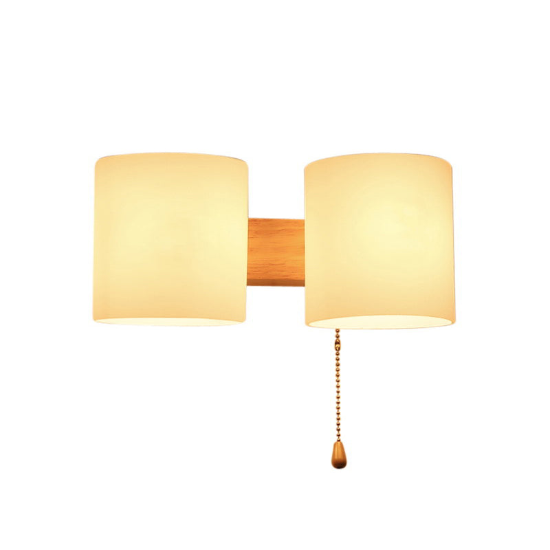 Cylinder Wall Mounted Lamp Postmodern Simplicity Wood Wall Sconce for Living Room