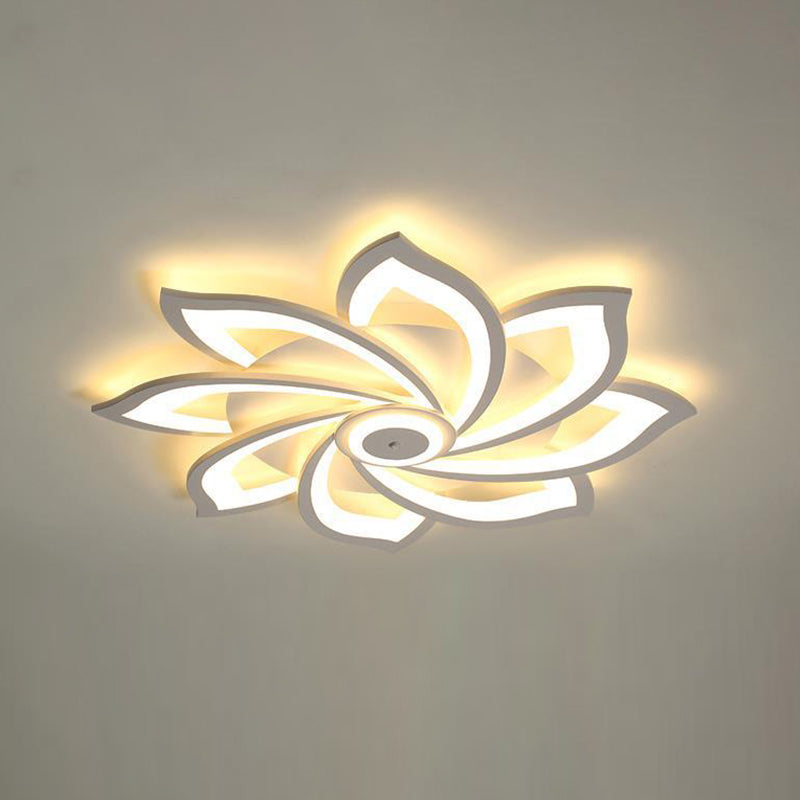 Flower Semi Flush Mount Light Fixture Simplicity Acrylic Ceiling Mount Chandelier for Bedroom