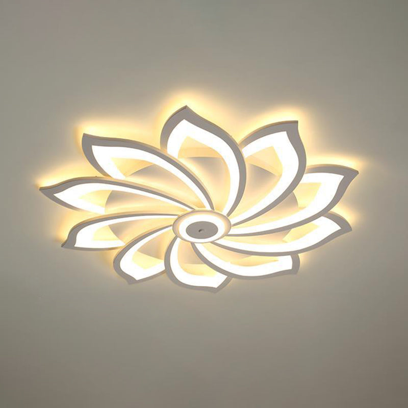 Flower Semi Flush Mount Light Fixture Simplicity Acrylic Ceiling Mount Chandelier for Bedroom