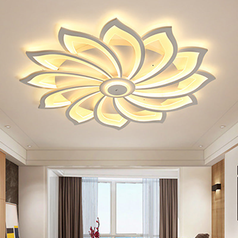 Flower Semi Flush Mount Light Fixture Simplicity Acrylic Ceiling Mount Chandelier for Bedroom