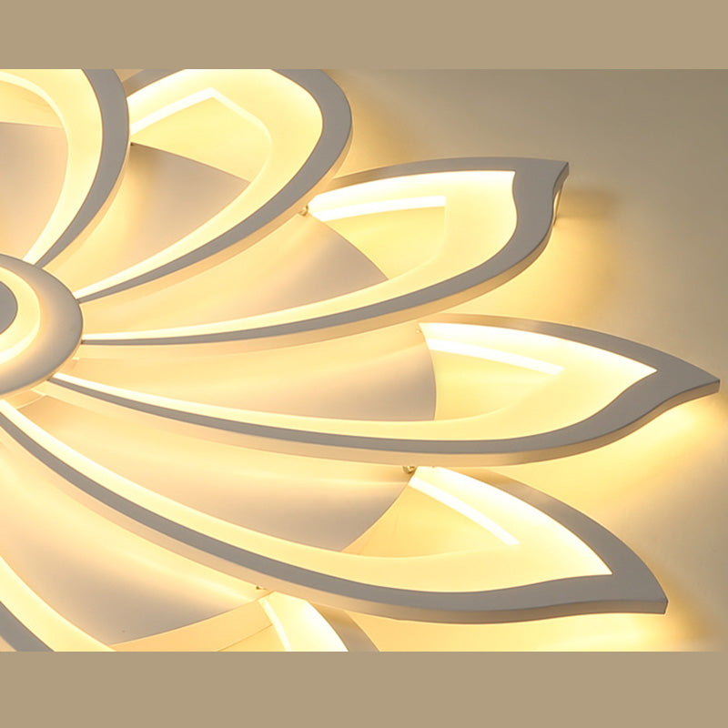 Flower Semi Flush Mount Light Fixture Simplicity Acrylic Ceiling Mount Chandelier for Bedroom