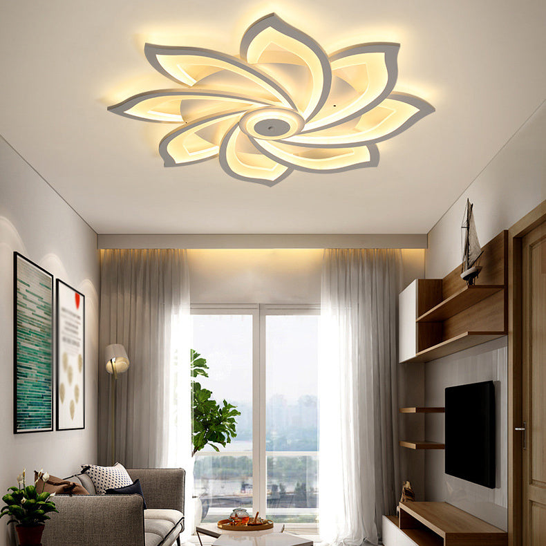Flower Semi Flush Mount Light Fixture Simplicity Acrylic Ceiling Mount Chandelier for Bedroom