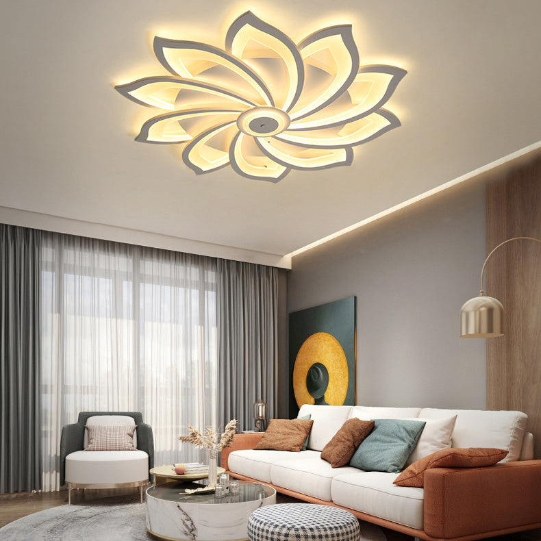 Flower Semi Flush Mount Light Fixture Simplicity Acrylic Ceiling Mount Chandelier for Bedroom
