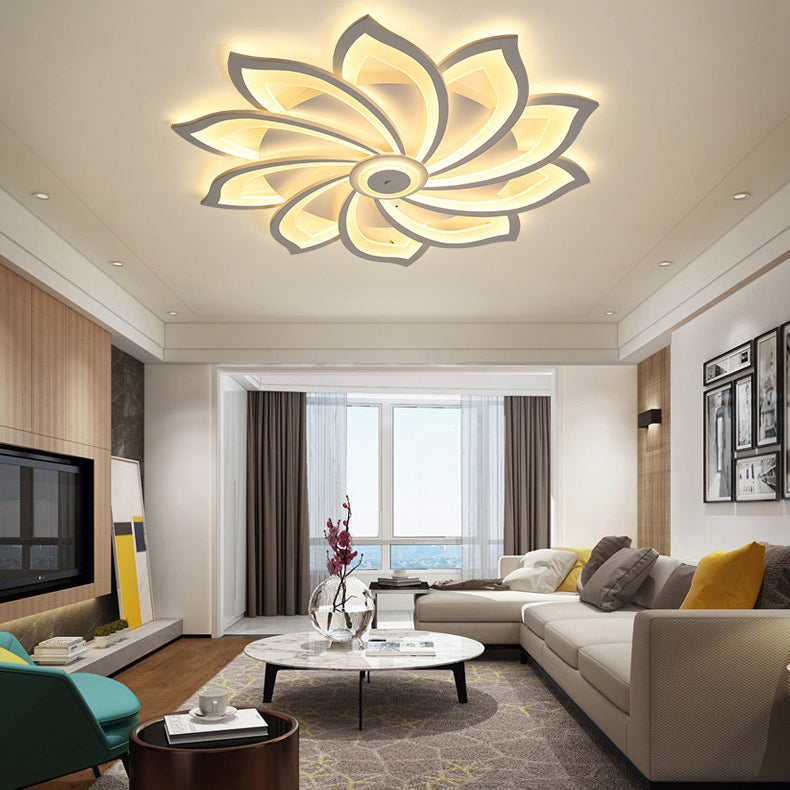 Flower Semi Flush Mount Light Fixture Simplicity Acrylic Ceiling Mount Chandelier for Bedroom