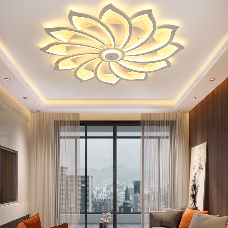 Flower Semi Flush Mount Light Fixture Simplicity Acrylic Ceiling Mount Chandelier for Bedroom